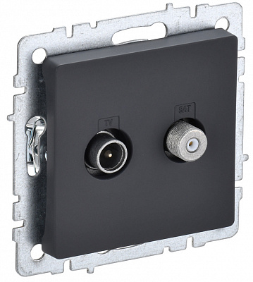 Розетка двойная TV+SAT IEK Brite РТВ/РСп12-БрГ графит BR-AF20-O-K53