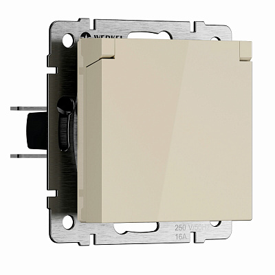 Розетка IP44 с заземлением, с защитной крышкой и шторками N Werkel слоновая кость W1171203 a069595