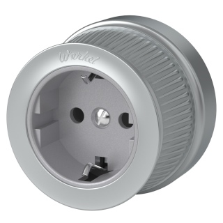 Розетка с заземлением матовый хром ретро Werkel WL19-10-01 158424