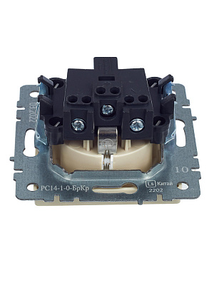 Розетка с заземлением и защитными шторками IEK Brite РС14-1-0-БрКр бежевый BR-R14-16-K10