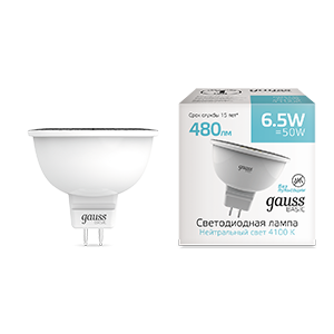Лампа Gauss Basic MR16 6,5W 480lm 4100K GU5.3 LED 1013527