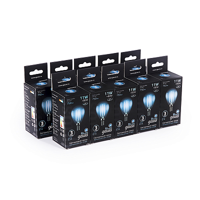 Лампа Gauss Filament Шар 11W 750lm 4100К Е14 LED 105801211 (5 шт)