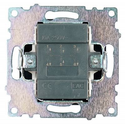 Переключатель 2-клавишный (механизм), STEKKER Катрин GLS10-7107-05, 250V, 10А, черный