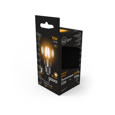Лампа Gauss Filament А60 10W 930lm 2700К Е27 LED 102802110 (12 шт)