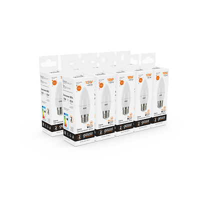 Лампа Gauss Elementary Свеча 10W 750lm 3000K E27 LED 30210 (10 шт)