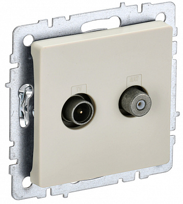 Розетка двойная TV+SAT IEK Brite РТВ/РСп12-БрКр бежевый BR-AF20-O-K10