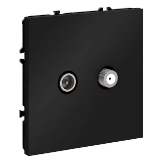 Розетка телевизионная встраиваемая VOLTUM S70 оконечная TV+SAT, (черный матовый) VLS060408