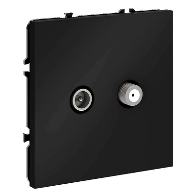 Розетка телевизионная встраиваемая VOLTUM S70 оконечная TV+SAT, (черный матовый) VLS060408