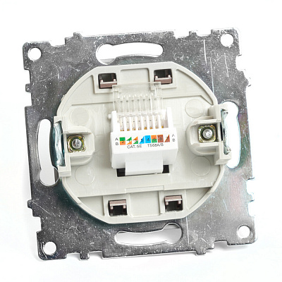 Розетка компьютерная 1-местная RJ-45 (механизм), STEKKER Катрин GLS00-7107-04, шоколад