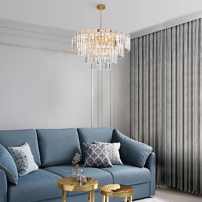 Подвесная люстра Eurosvet Elegante 10130/10 золото/прозрачный хрусталь Strotskis a060643