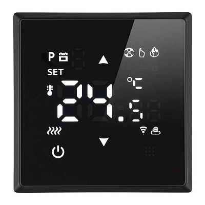 Терморегулятор Wi-Fi (механизм), STEKKER Эмили, 250В, 3500Вт, RSW00-5119-05, черный уголь, soft touch