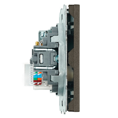 Розетка TV + компьютерная RJ-45 (механизм), STEKKER Эмили, RST00-5106-09, антрацит, soft touch