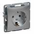 Розетка с заземлениемсеребро SE Duet WDE000343