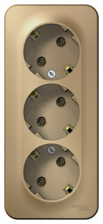 Розетка накладная тройная с заземлением титан SE Blanca BLNRA010314 Schneider Electric