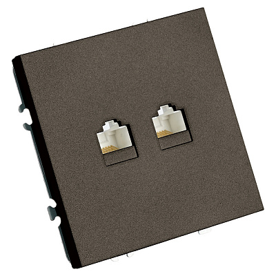 Розетка компьютерная 2-местная RJ-45 (механизм), STEKKER Эмили, RST00-5111-09, антрацит, soft touch