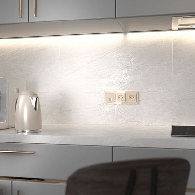 Выключатель двухклавишный с подсветкой Werkel айвори акриловый a064057