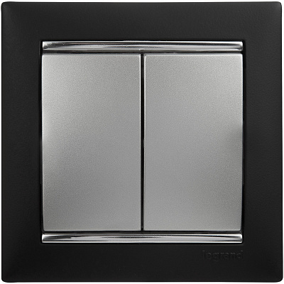Выключатель двухклавишный алюминий Legrand Valena Classic 770105