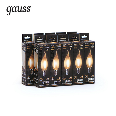 Лампа Gauss Filament Свеча на ветру 5W 400lm 2700К Е14 LED 104801005