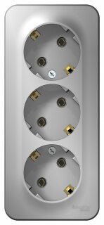 Розетка тройная с заземлением алюминий SE Blanca BLNRA010313