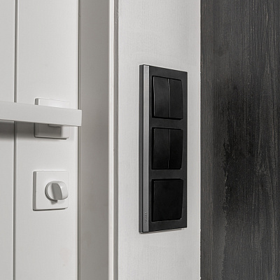 Выключатель двухклавишный проходной Werkel W1122008 черный a051621