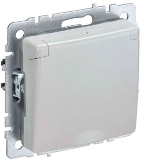 Розетка с заземлением и защитными шторками с крышкой IEK Brite РСбш10-3-БрЖ жемчуг BR-R16-16-K36