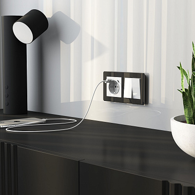 Выключатель двухклавишный Werkel белый акриловый a064002