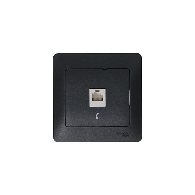 Розетка RJ11 антрацит SE Glossa GSL000781T