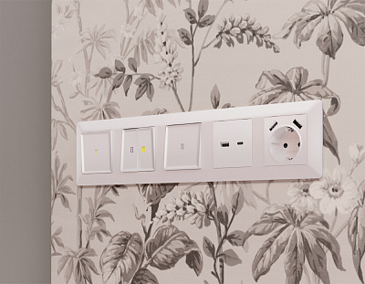 Комплект механизма 1-клавишного выключателя с подсветкой 10000K ALFA MA202020 Жемчуг QUANT