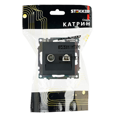 Розетка TV + компьютерная RJ-45 (механизм), STEKKER Катрин GLS00-7106-05, черный