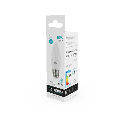 Лампа Gauss Elementary Свеча 10W 750lm 4100K E27 LED 30220 (2 шт)