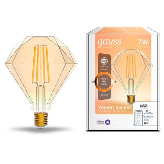 Умная Wi-fi филаментная лампочка Gauss Smart Light DIM E27 Diamond 7 Вт 2700-6500K 1350112