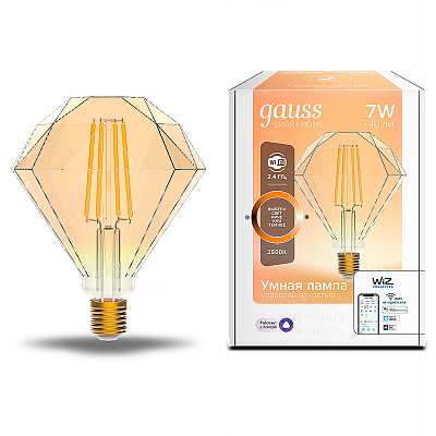 Умная Wi-fi филаментная лампочка Gauss Smart Light DIM E27 Diamond 7 Вт 2700-6500K 1350112