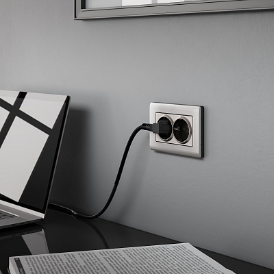 Рамка для двойной розетки глянцевый никель Werkel W0081602 209901