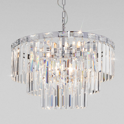 Подвесная люстра Eurosvet Elegante 10130/8 хром/прозрачный хрусталь Strotskis a060642