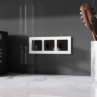 Розетка с заземлением Werkel черный акриловый a064041