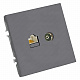 Розетка TV + компьютерная RJ-45 (механизм), STEKKER Эмили, RST00-5106-10, платиново-серый, soft touch