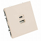 Розетка 2-местная USB + Type C (механизм), STEKKER Эмили, 250В, 20W, RST10-5115-08, кашемир, soft touch