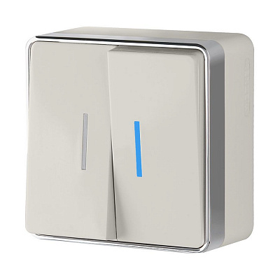 Выключатель двухклавишный с подсветкой Werkel Gallant слоновая кость a051550