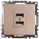 Розетка USB 2-местная (механизм), STEKKER Катрин GLS10-7115-02, 250B, 2,1A, шампань