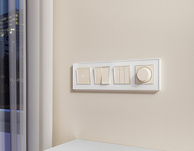 Комплект механизма 2-клавишного выключателя ALFA MA303010 Бежевый глянец QUANT