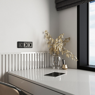 Накладка для двойной розетки RJ-45 Werkel графит акриловый a064099