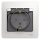Розетка с заземлением со шторками с крышкой белая SE Glossa GSL000148