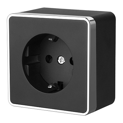 Розетка с заземлением черный/хром Werkel Gallant W5071035 209935