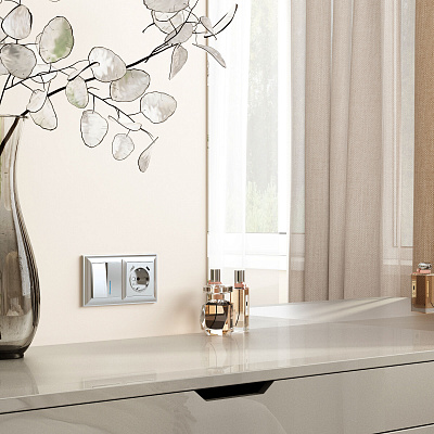 Розетка с заземлением и USB Werkel серебряные a056274