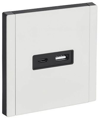 Розетка USB A+C 3,1А IEK FORTE&PIANO FP250M FP-U22-D31-M-K01 металл белый