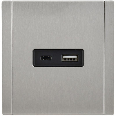 Розетка USB A+C 18Вт IEK FORTE&PIANO FP751M FP-U22-018-M-K50 металл никель