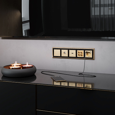 Накладка для розетки HDMI Werkel шампань рифленый a041305