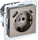 Розетка с заземлением и защитными шторками USB IEK Brite A+C 18Вт РЮш11-1-БрШ шампань BR-R14-16-U22-018-K37