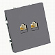 Розетка компьютерная 2-местная RJ-45 (механизм), STEKKER Эмили, RST00-5111-10, платиново-серый, soft touch