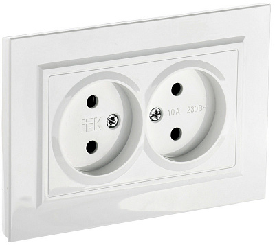 Розетка двойная IEK Brite РС12-2-БрБ белый BR-R20-10-K01-F
